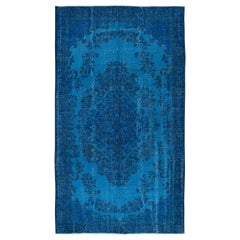 Vintage 5.5x9.4 Ft Blue Home Decor Carpet, Contemporary Handmade Turkish Sparta Rug