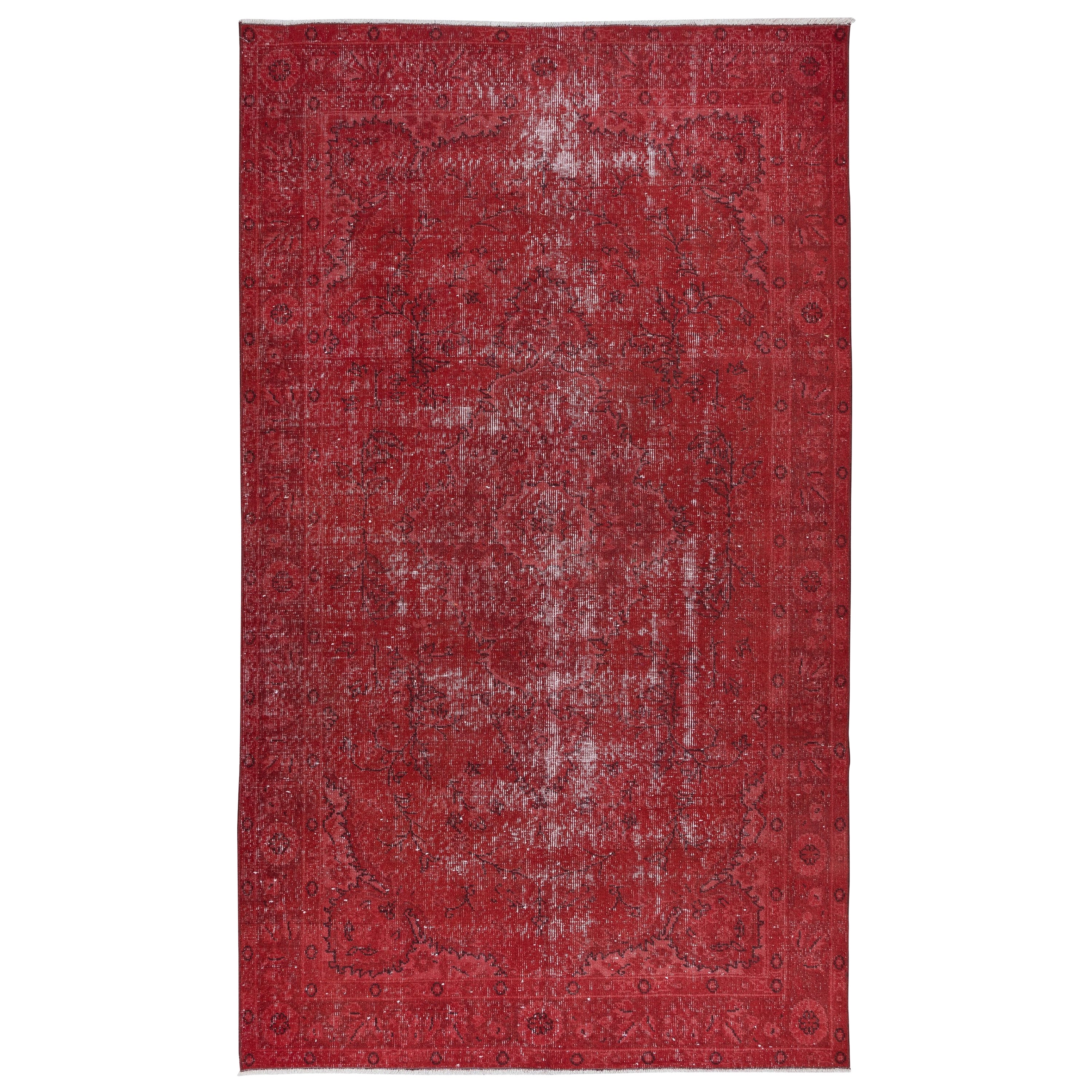 5.2x8.8 Ft Red Turkish Rug, Handmade Bohemian & Eclectic Carpet