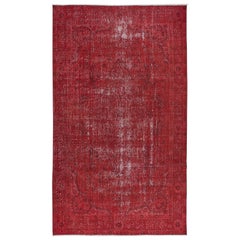 5.2x8.8 Ft Red Turkish Rug, Handmade Bohemian & Eclectic Carpet (Tapis de bohème et éclectique)