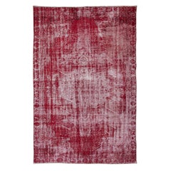 6x9 Ft Distressed Vintage Handmade Rug, Modernity Red Turkish Shabby Chic Carpet (tapis turc moderne et chic)