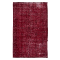 Used 5.7x9 Ft Contemporary Wool Area Rug in Red, Handmade in Turkey