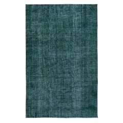 6.6x10.5 Ft Traditional Handmade Dark Green ReDyed Area Rug for Modern Interiors