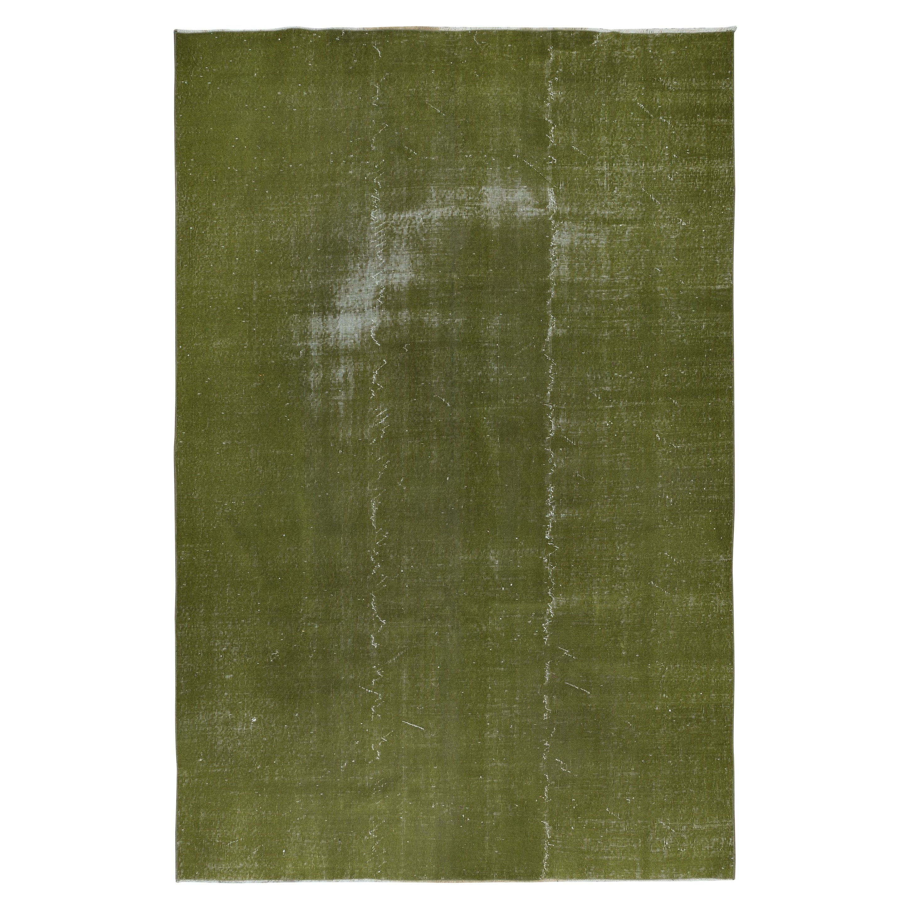 6.7x10.2 Ft Moderner handgefertigter türkischer grüner Teppich im Distressed Look Vintage-Look