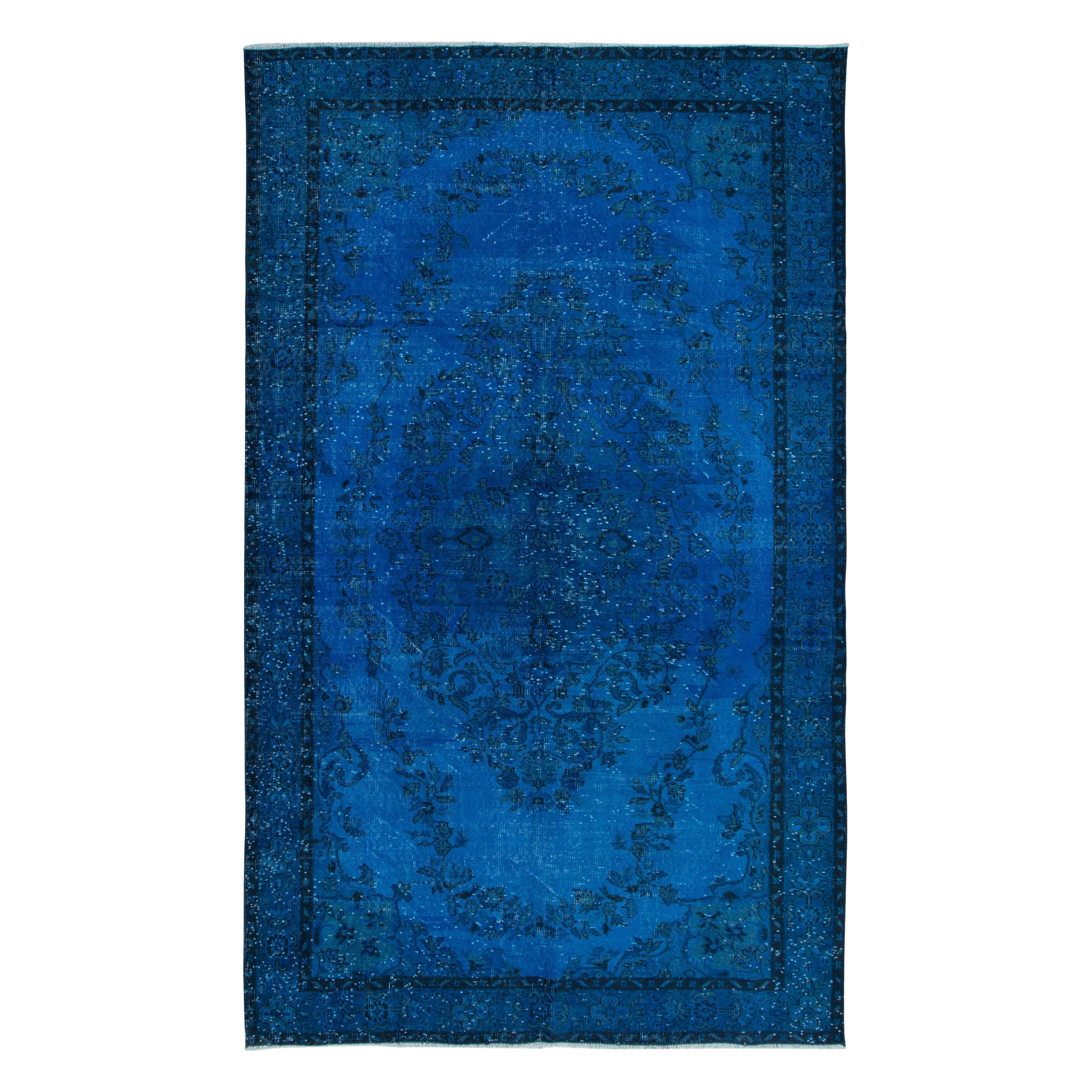 6.2x10.2 Ft Contemporary Blue Area Rug, Handwoven and Handknotted in Turkey For Sale