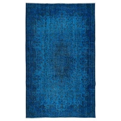 Used 5.7x9 Ft Blue Handmade Turkish Area Rug for Living Room, Dining Room & Kids Room