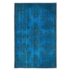 5.6x8.6 Ft Blue Modern Area Rug from Turkey, Handmade Carpet for Living Room