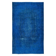 6.2x9.8 Ft Hand-Knotted Rug in Sapphire Blue, Modern Turkish Redyed Carpet (tapis rouge turc moderne)