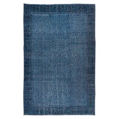 5.6x8.4 Ft Contemporary Handmade Türkisch Blau Teppich mit Blumen Design