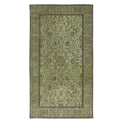 5.7x9.6 Ft Moderner handgefertigter türkischer Teppich mit botanischem Design und grünem Hintergrund