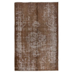 Tappeto Shabby Chic Turco fatto a mano 6x8.7 Ft, Tappeto d'Area Vintage Marrone Distressed