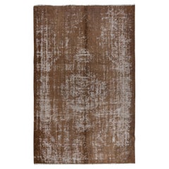 6x8.7 Ft Handmade Turkish Shabby Chic Carpet, Brown Distressed Vintage Area Rug