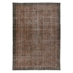 6x8.3 Ft Handmade Turkish Rug in Brown, Contemporary Wool and Cotton Carpet