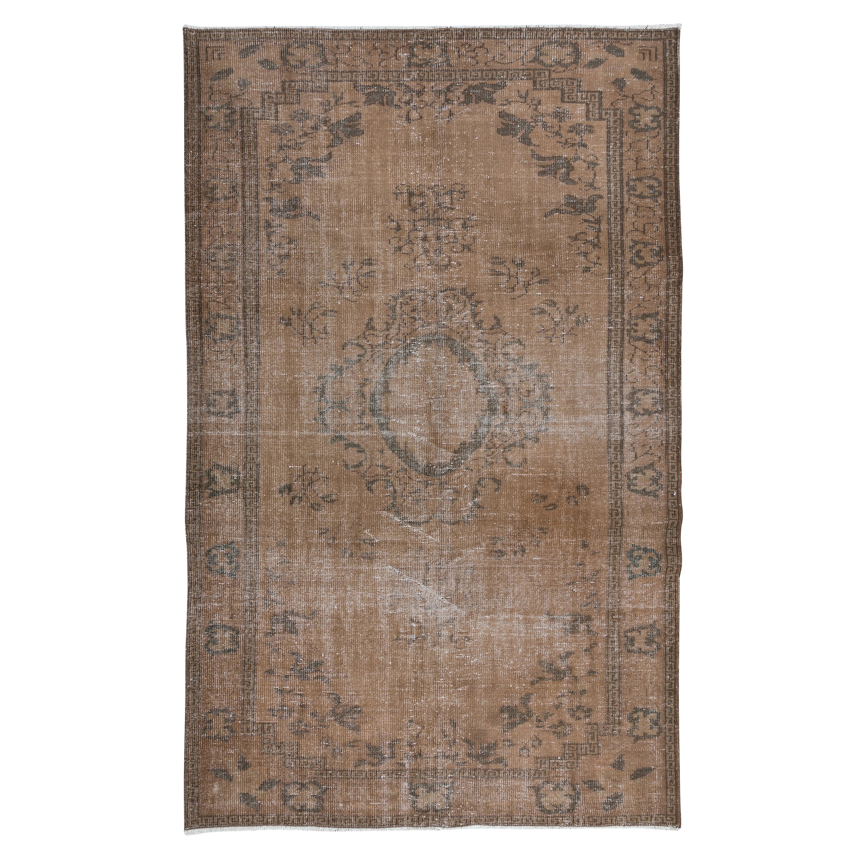 5.8x9 Ft Modern Brown Handmade Area Rug, Contemporary Turkish Wool Carpet For Sale