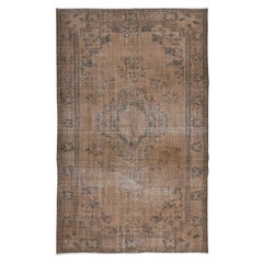 5.8x9 Ft Modern Brown Handmade Area Rug, Contemporary Turkish Wool Carpet