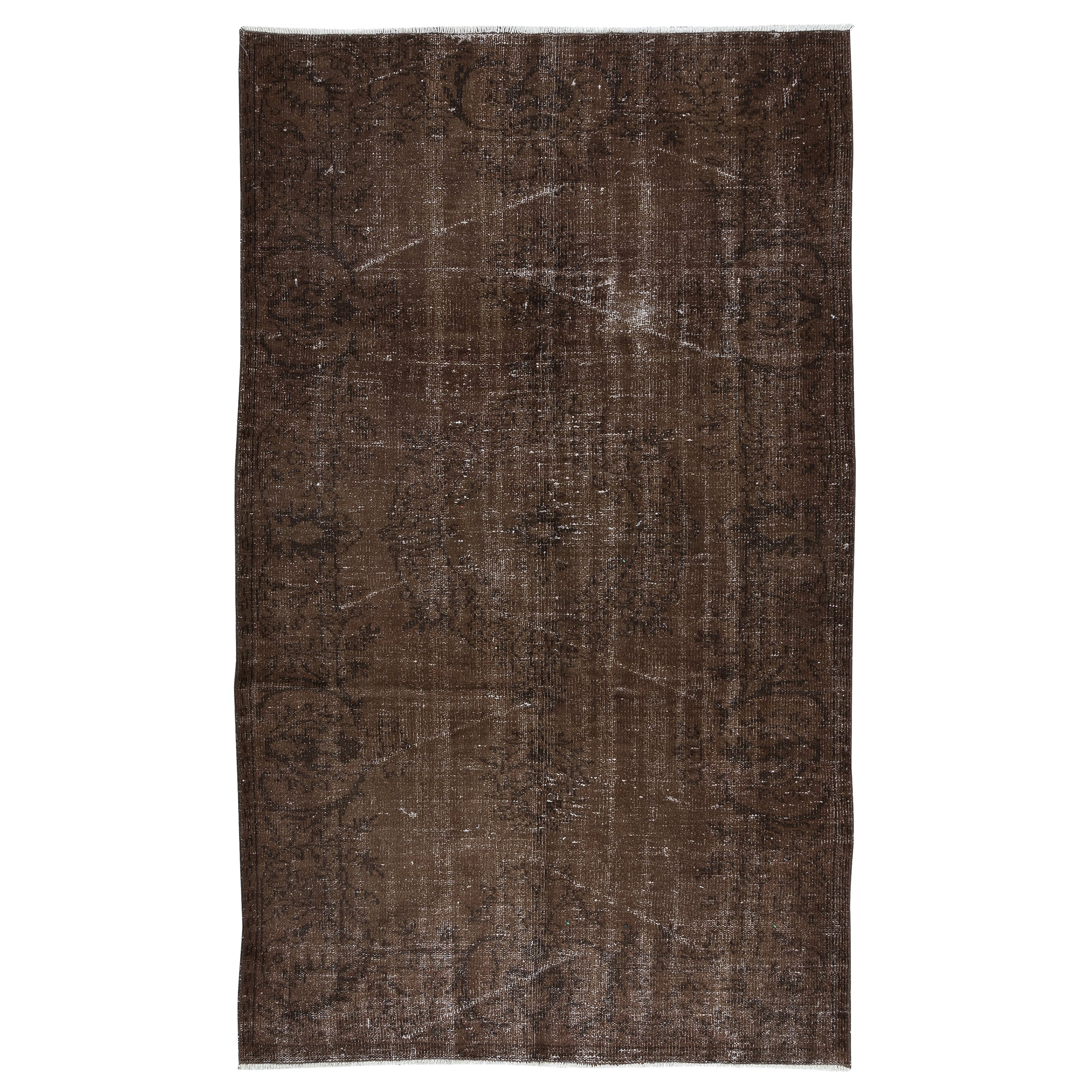 4.8x8 Ft Brown Distressed Look Handmade Rug, Modern Anatolian Shabby Chic Carpet (Tapis Anatolien Chic)
