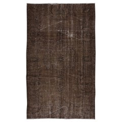 Vintage 4.8x8 Ft Brown Distressed Look Handmade Rug, Modern Anatolian Shabby Chic Carpet