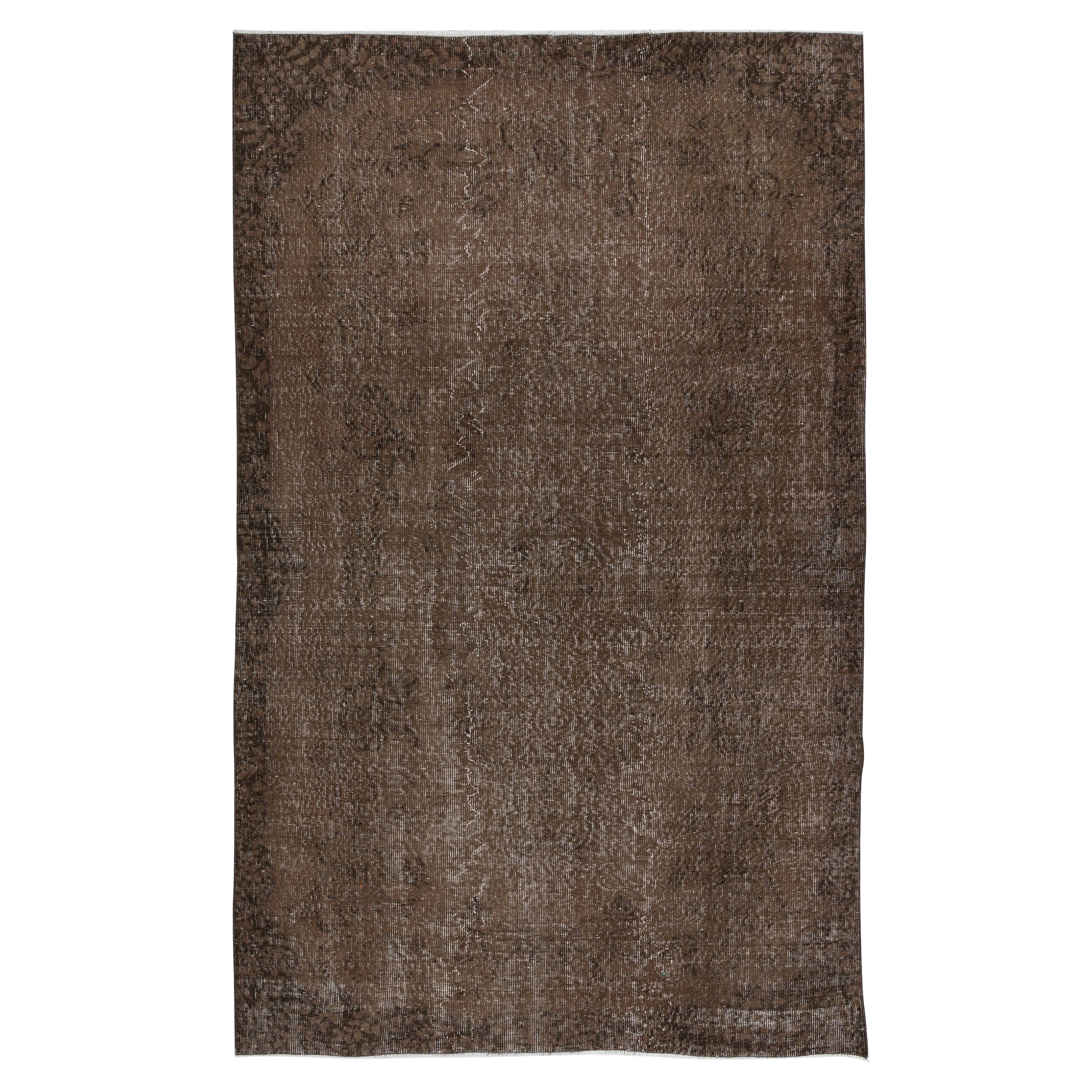 5.6x8.8 Ft Brown Re-Dyed Handmade Turkish Wool Area Rug for Modern Interiors