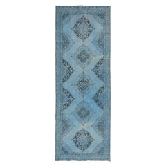 4.6x12.6 Ft Handmade Runner Rug Kitchen, Light Blue Corridor Carpet for Hallway