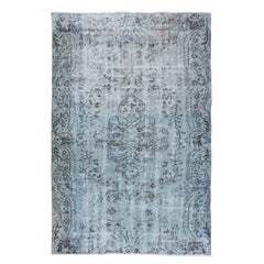 5.7x8.4 Ft Light Blue Handmade Turkish Rug, Contemporary Sky Blue Carpet