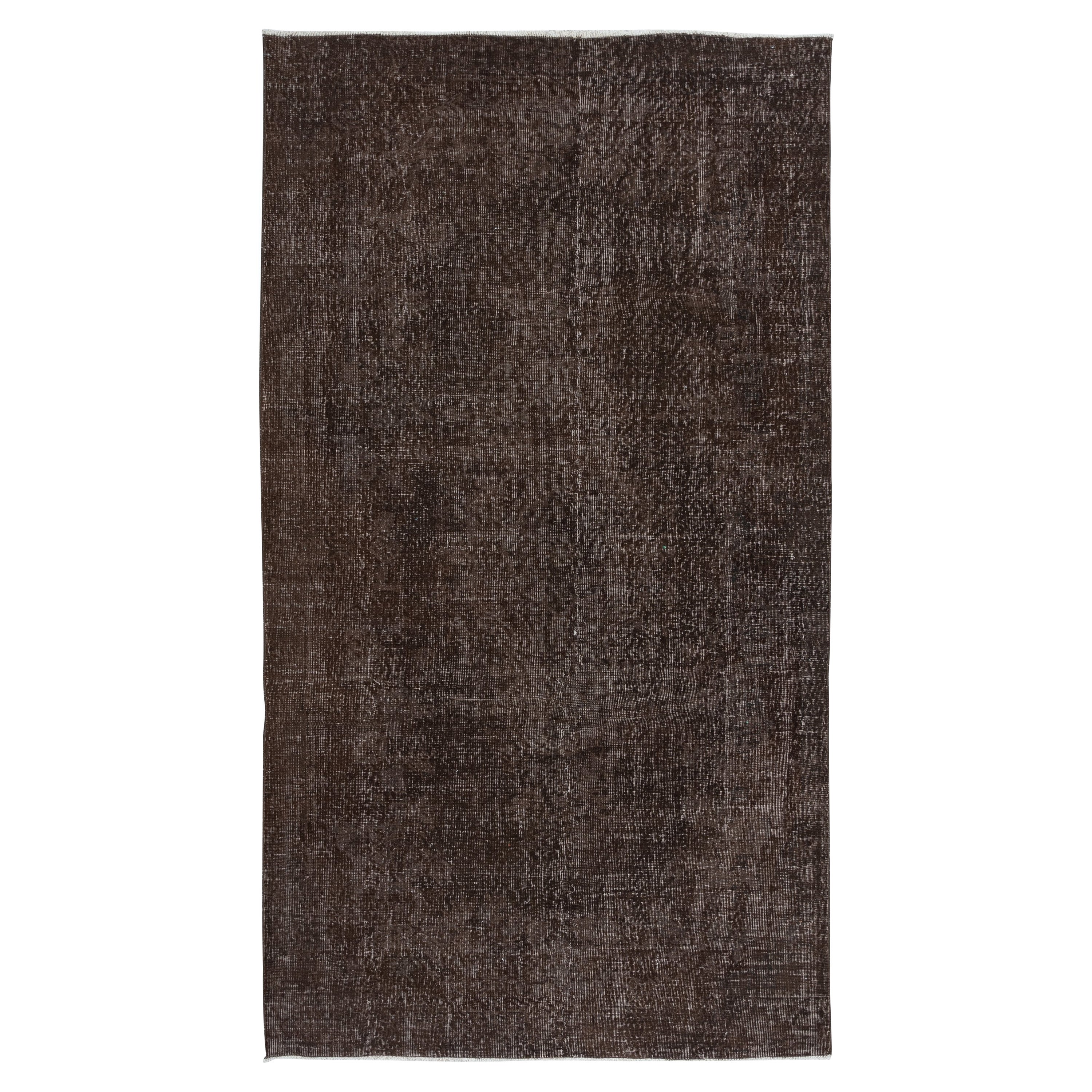 5.2x9.2 Ft Brown Handmade Turkish Area Rug, Bohem Eclectic Room Size Carpet For Sale