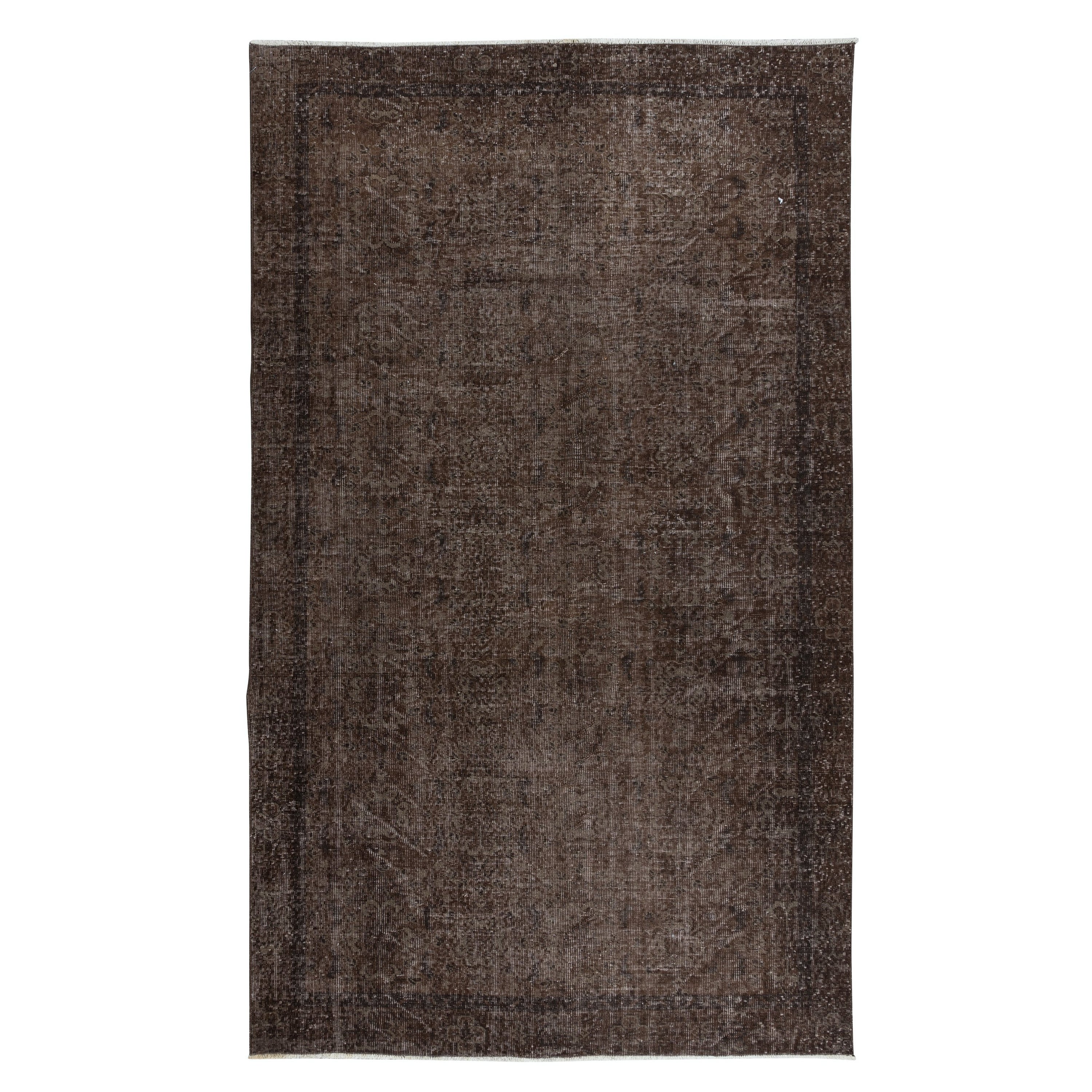 6x10 Ft Brown Rug for Modern Interiors, Hand Knotted in Central Anatolia For Sale