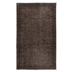 Vintage 6x10 Ft Brown Rug for Modern Interiors, Hand Knotted in Central Anatolia