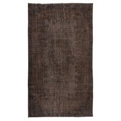 5.3x9 Ft Brown Area Rug for Modern Interiors, Hand Knotted in Central Anatolia