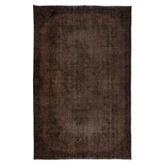 6x9.4 Ft Brown Wool Area Rug, handgeknüpft in der Türkei, Great 4 Modern Interiors