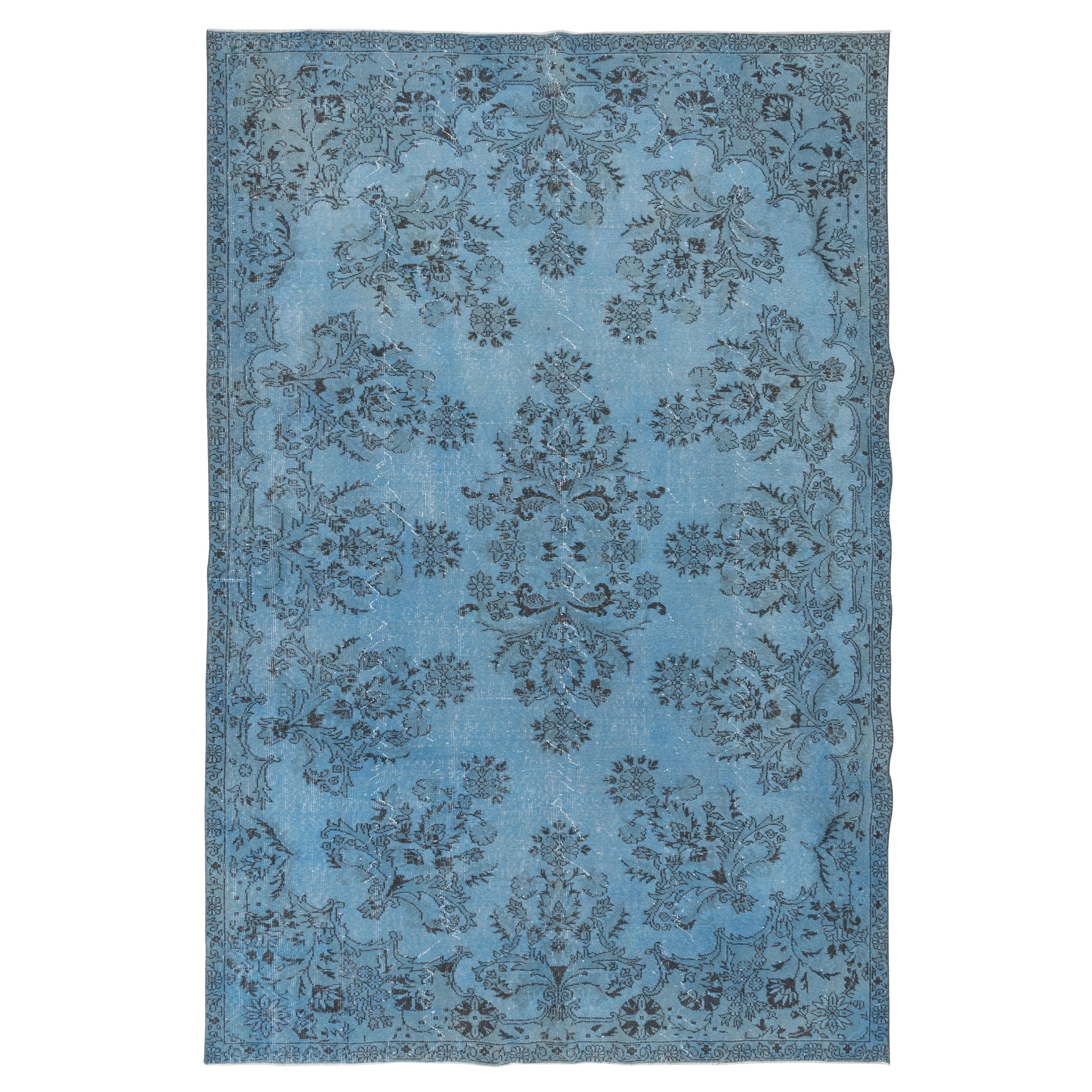 7x10.6 Ft Hellblauer moderner Teppich, handgefertigter Wohnzimmerteppich aus türkischer Wolle, modern