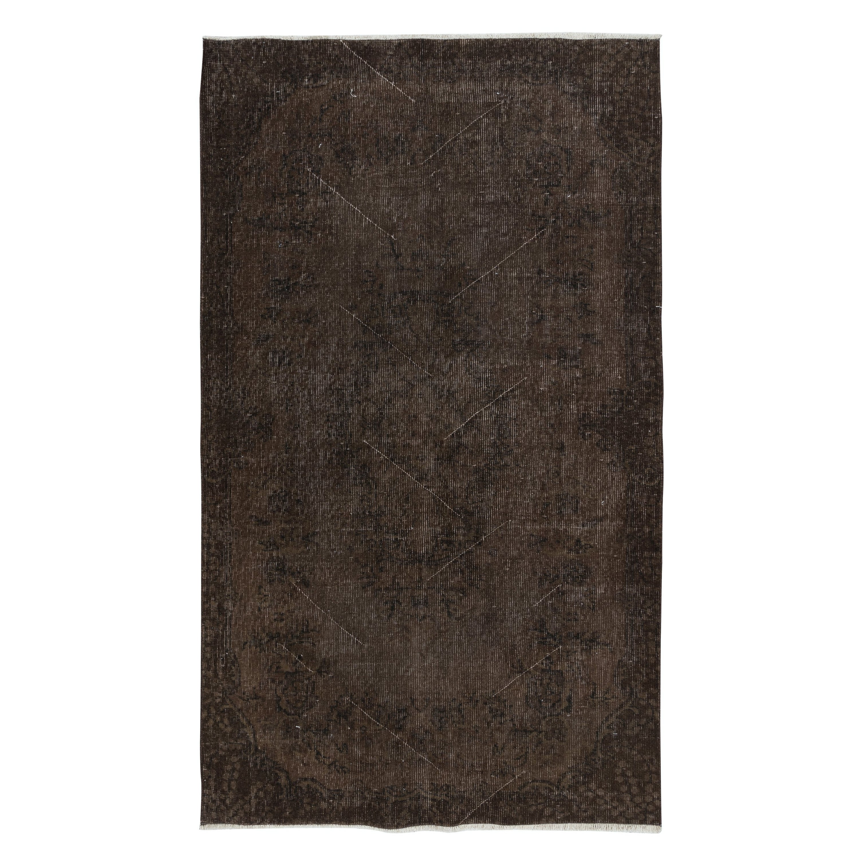 4x6.7 Ft Modern Brown Accent Rug with Medallion Design, Handknotted in Turkey