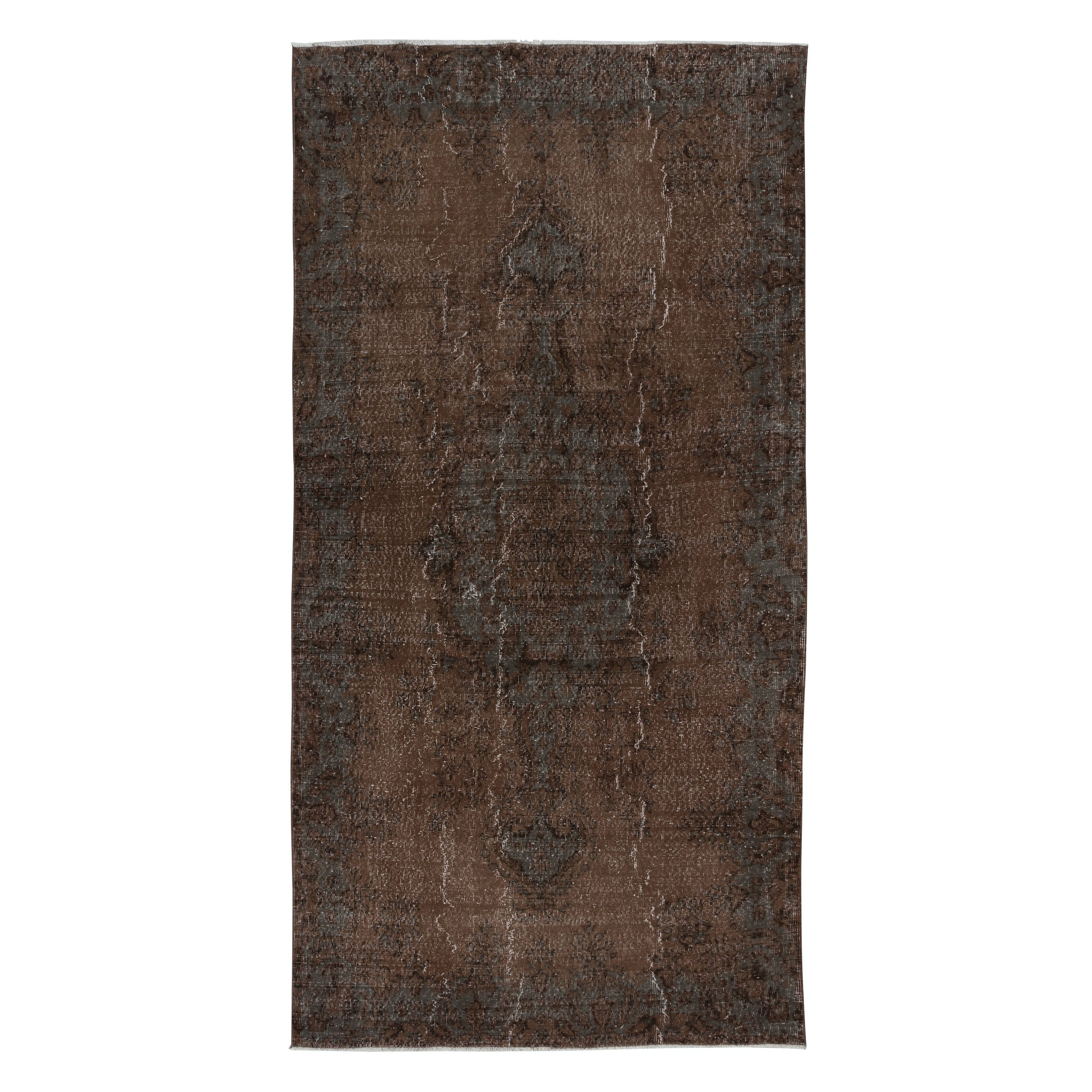 5.6x10.5 Ft Brown Handmade Area Rug for Modern Interiors, Vintage Turkish Carpet For Sale