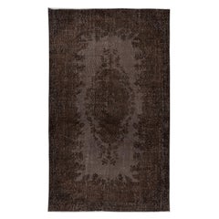 5.7x9 Ft Modern Handmade Turkish Wool Area Rug in Brown with Medallion Design