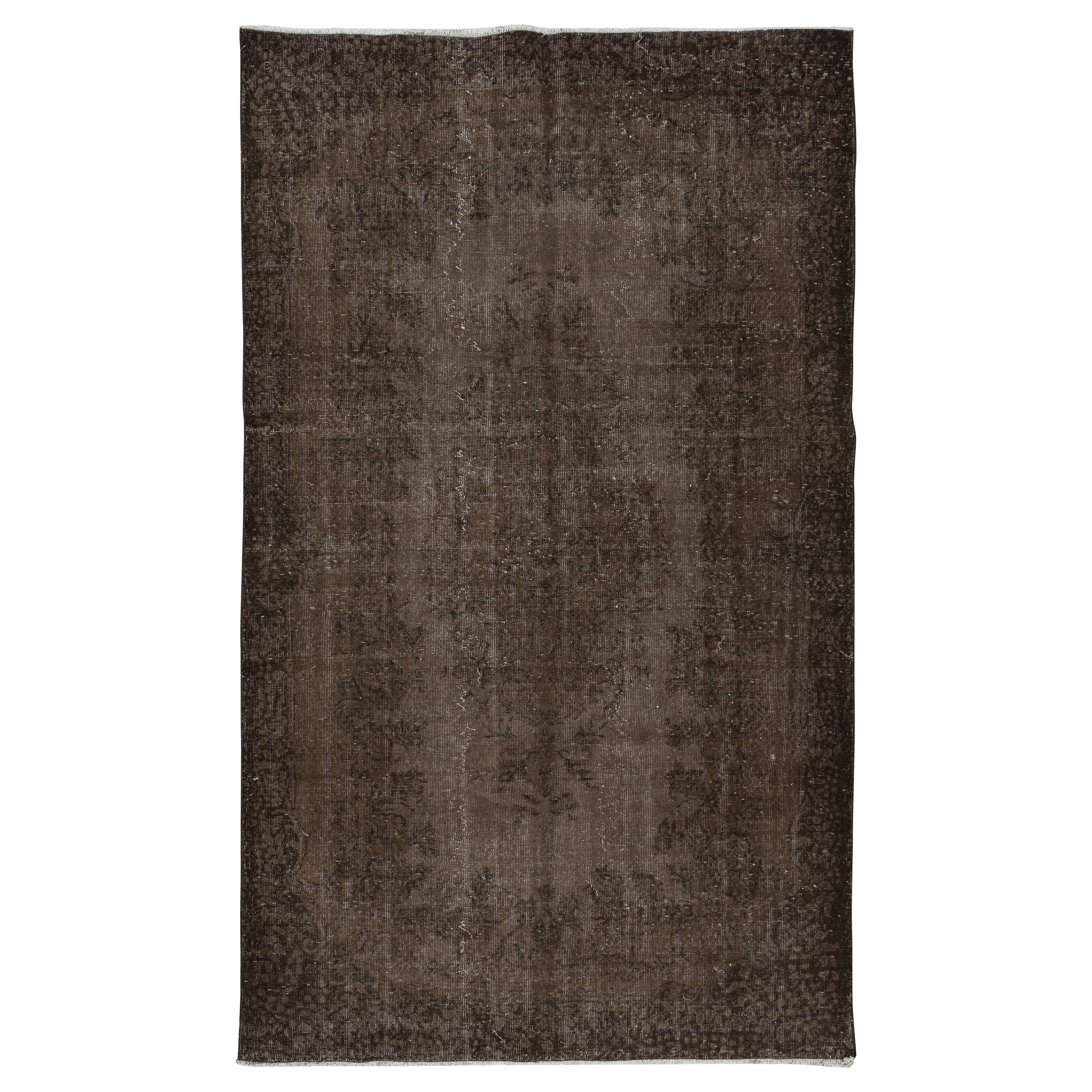 5.7x9.8 Ft Authentic Brown Area Rug for Modern Interiors, Hand-Knotted in Turkey For Sale