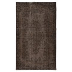 5.7x9.8 Ft Authentic Brown Area Rug for Modern Interiors, Hand-Knotted in Turkey