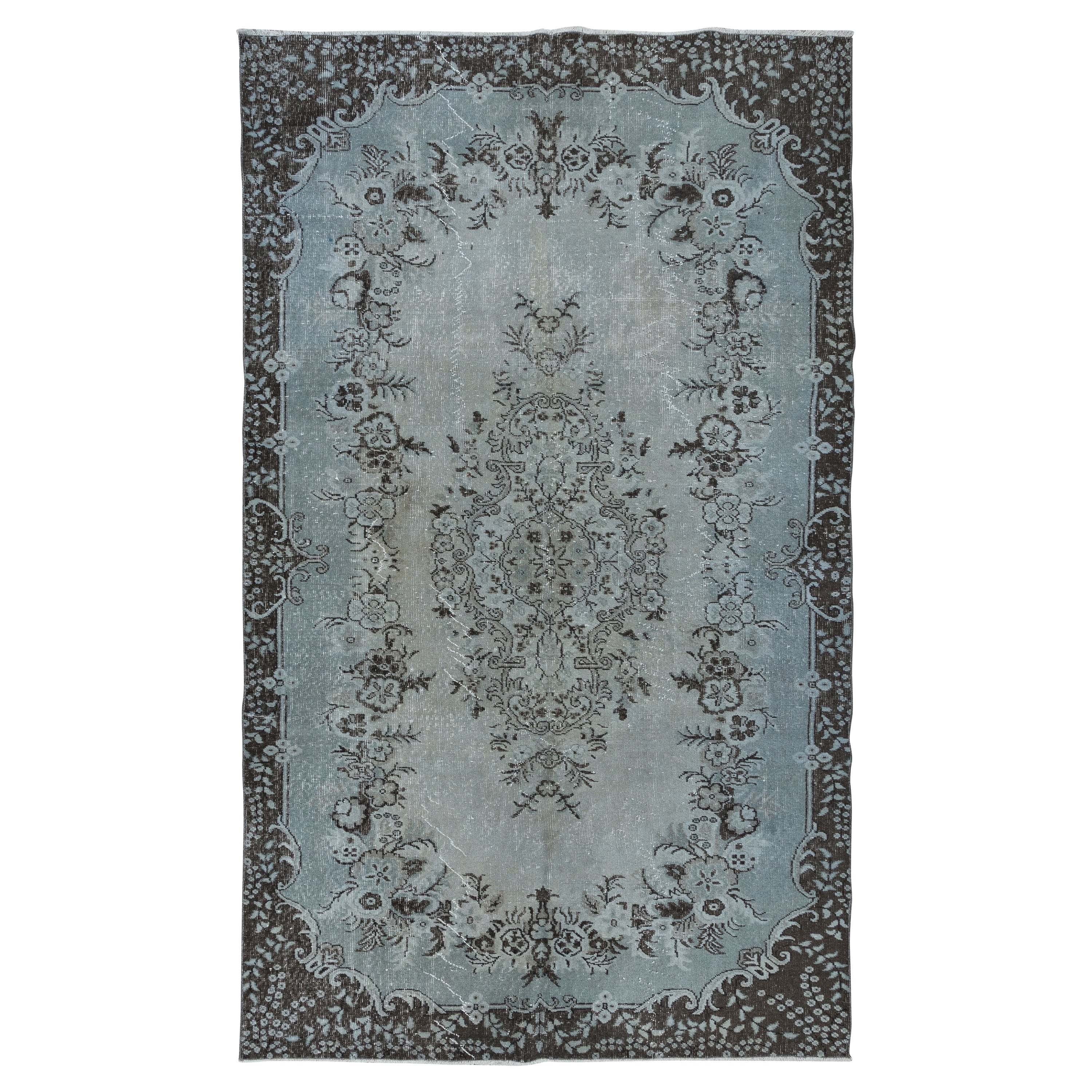 5.8x10 Ft Contemporary Handmade Rug in Light Blue, Sky Blue Anatolian Carpet For Sale