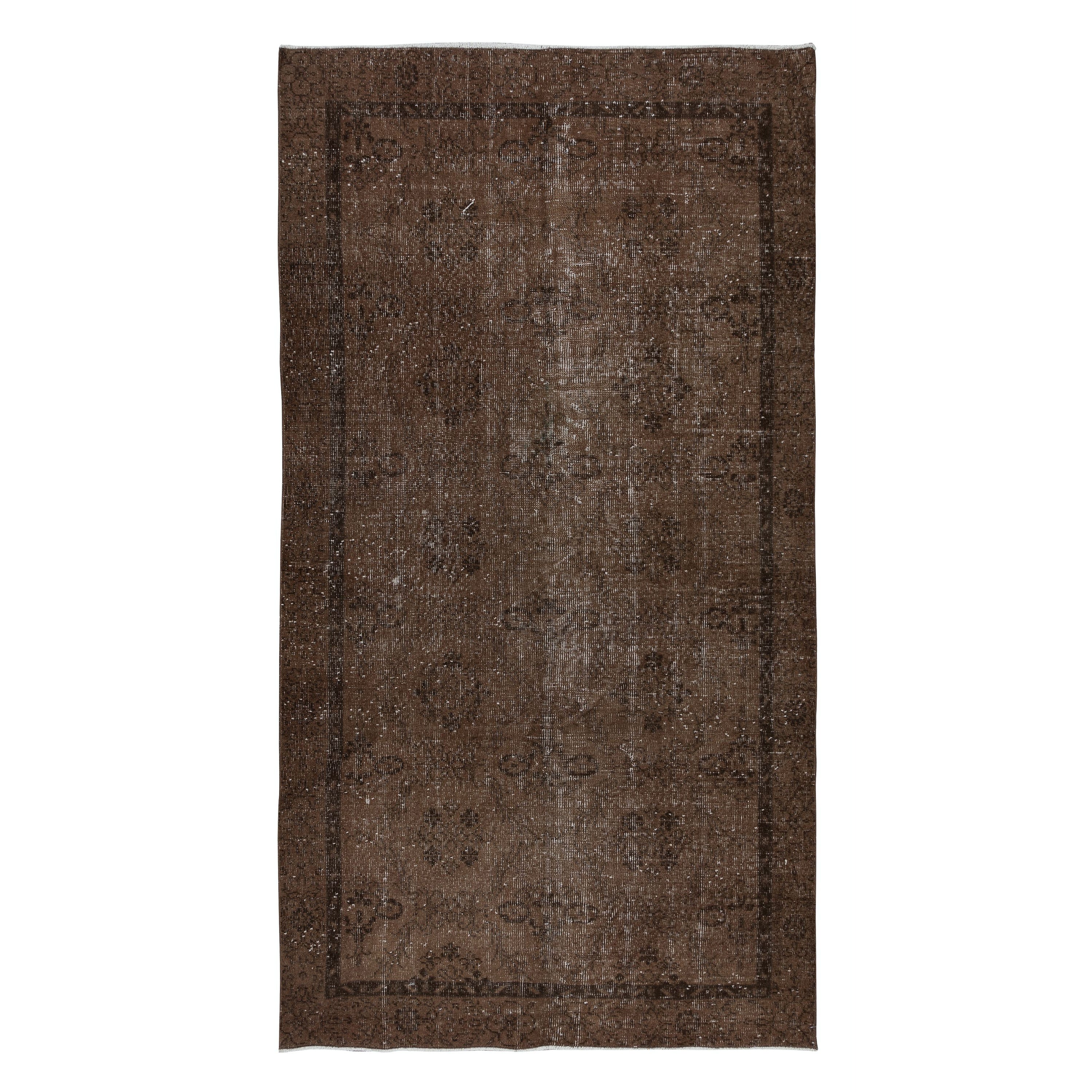 4.8x9.2 Ft Brown Handmade Wool & Cotton Rug, Contemporary Turkish Carpet For Sale