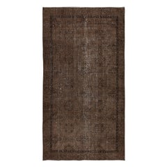 4.8x9.2 Ft Brown Handmade Wool & Cotton Rug, Contemporary Turkish Carpet