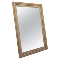 Large Rustic Mirror in Pine and Faded Paint