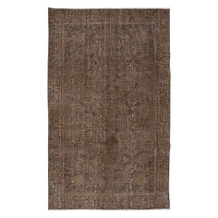 5.2x8.5 Ft Handmade Turkish Rug Re-Dyed in Brown for Modern Living Room Decor