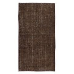 5x8.7 Ft Contemporary Handmade Turkish Rug in Brown for Living Room Decor