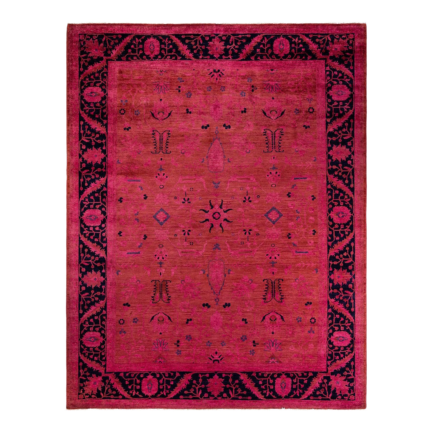 Tapis Contemporary en laine surteinte nouée à la main rose