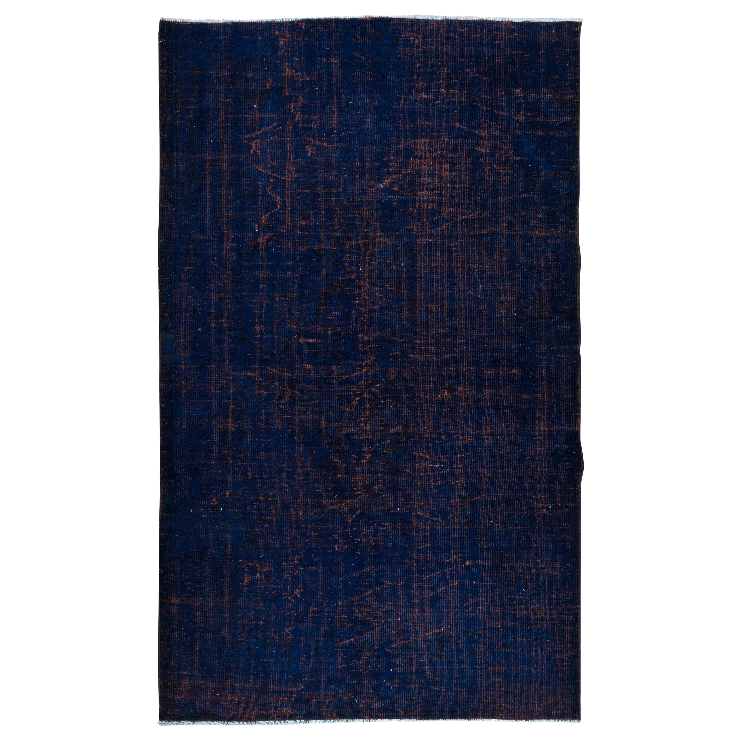 5.3x8.3 Ft Handmade Navy Blue Rug, Modern Turkish Carpet in Ultramarine Blue