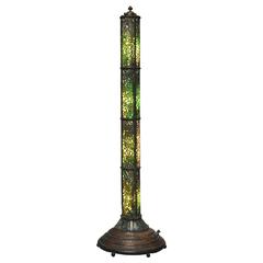 Art Nouveau Tiffany Inspired Copper and Bronze Floor Lamp with Stained Glass 8