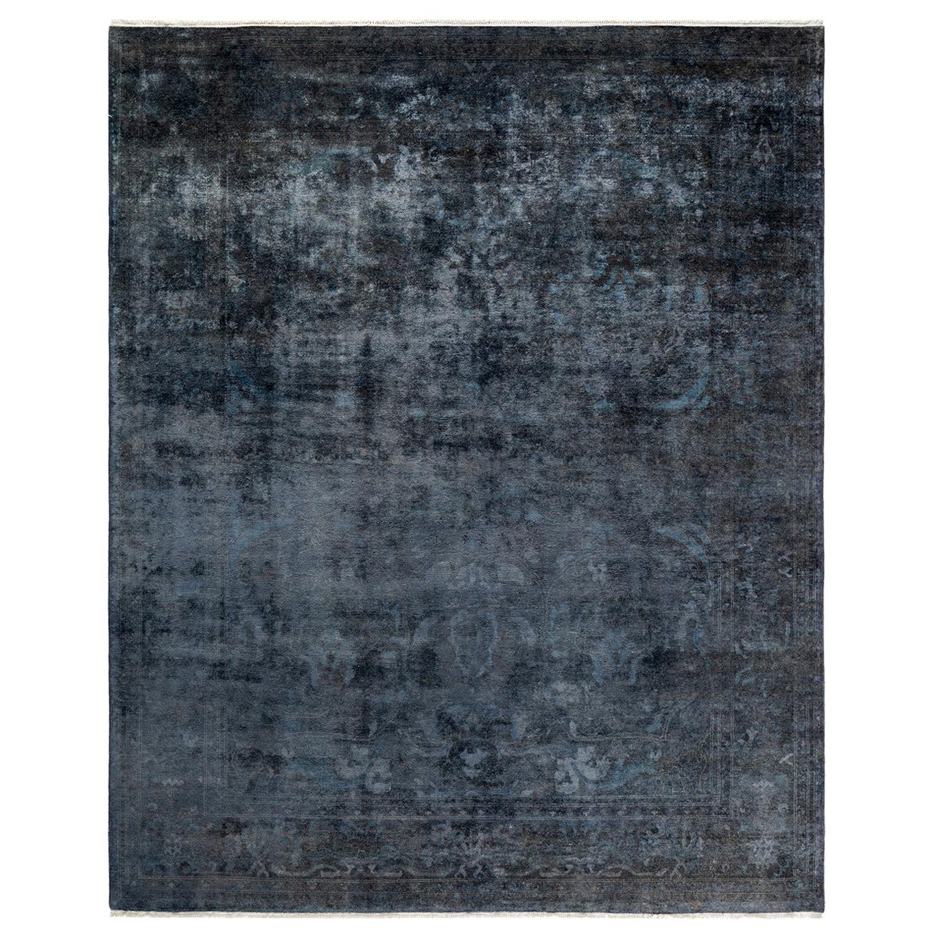 Contemporary Overdyed Hand Knotted Wool Gray Area Rug (Tapis de sol surdimensionné en laine grise nouée à la main) en vente