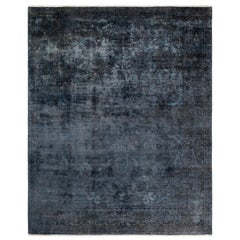 Contemporary Overdyed Hand Knotted Wool Gray Area Rug (Tapis de sol surdimensionné en laine grise nouée à la main)