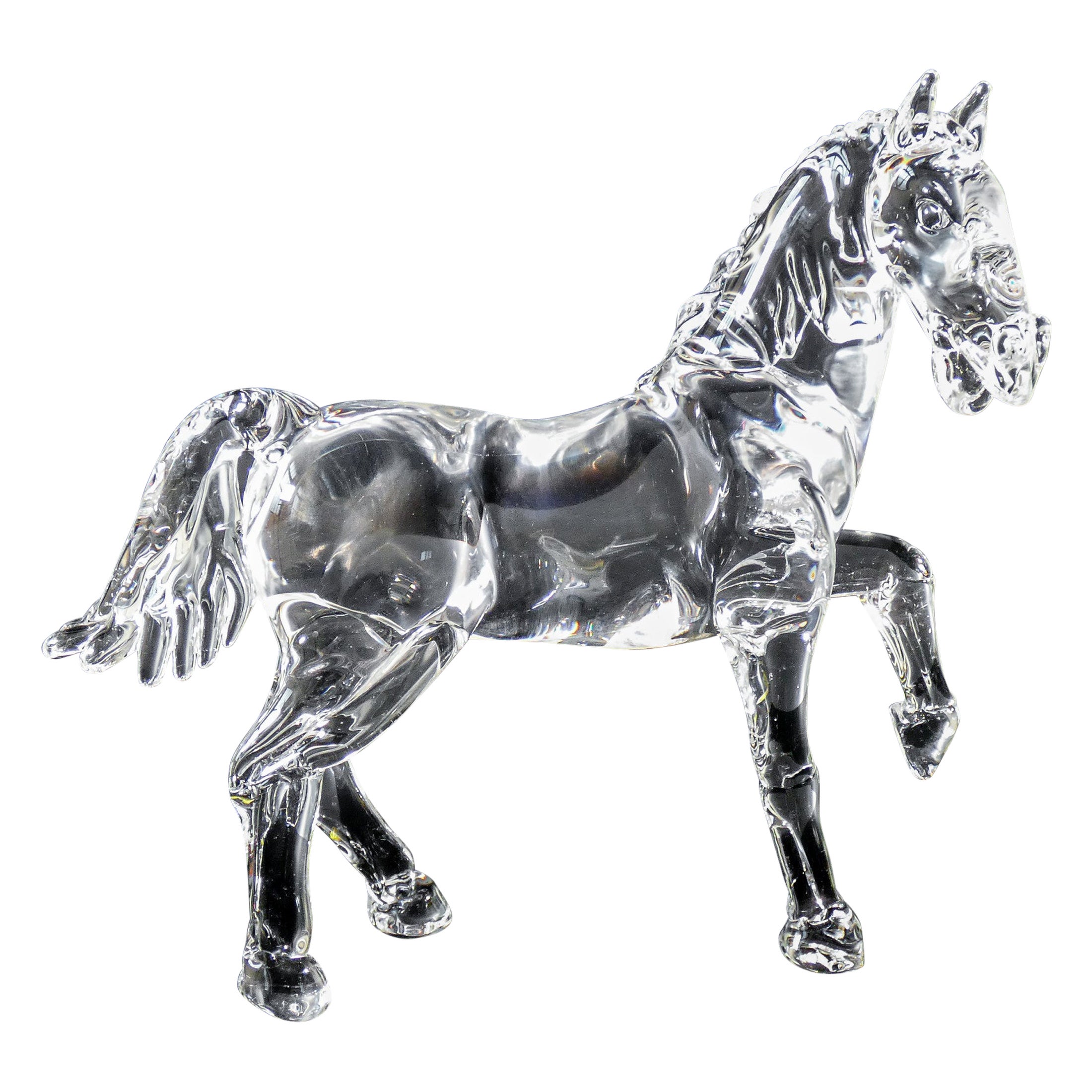 Blown glass sculpture signed Arnaldo ZANELLA. Horse. Murano, 80s For Sale