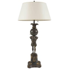 Thomas Messenger and Sons 'Atlas' Bronze Lamp Base, England, circa 1835