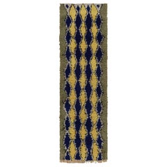Vintage Moroccan Runner Rug with Blue and Yellow Diamonds, from Rug & Kilim