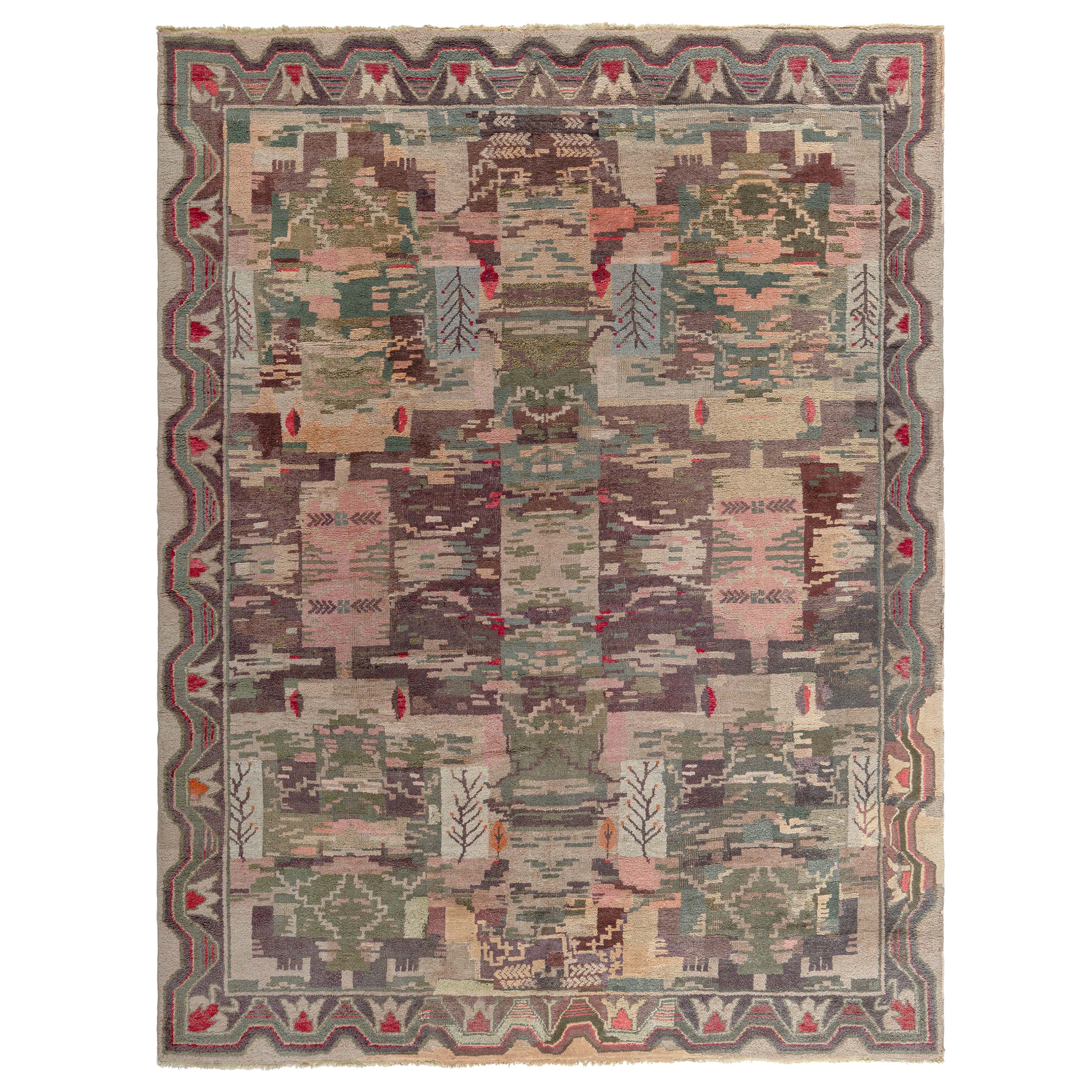 Schwedischer Vintage-Teppich im kühnen abstrakten Design im Angebot