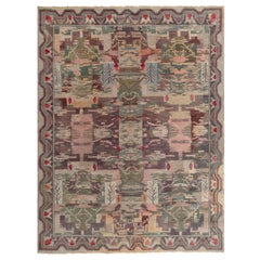 Antique Swedish Bold Abstract Design Carpet
